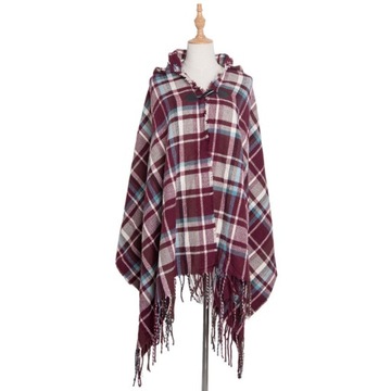 Ponczo Damskie z kapturem piękne płaszcz 135-175CM
