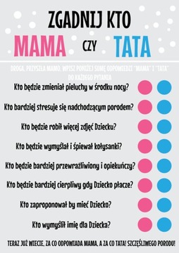 zestaw na BABY SHOWER gry ZABAWY zdrapki BĄBELKOWE