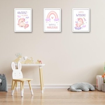 МОТИВАЦИОННЫЕ ПОСТЕРЫ ДЛЯ ДЕТЕЙ РОЗОВЫЕ ЕДИНОРОГЫ КАРТИНКИ ДЛЯ ДЕВОЧКИ А3