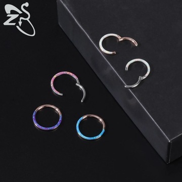 ZS-Anillo de Nariz de ópalo de 16G, Tabique Clicker, сегментный конус