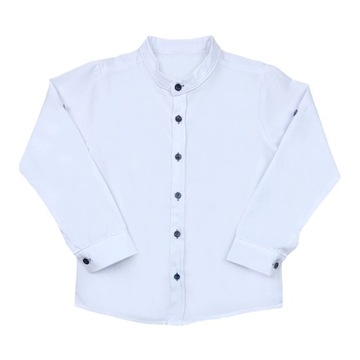 ЭЛЕГАНТНАЯ БЕЛАЯ РУБАШКА С ВОРОТНИКОМ СТОЙКА ДЛЯ МАЛЬЧИКОВ 128