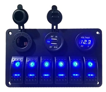 ROZDZIELNIA PANEL 12V 24V USB ZAPALNICZKA WŁĄCZNIK CARLING WOLTMIERZ
