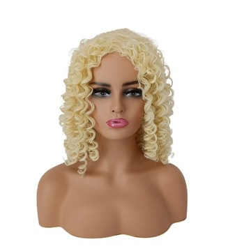 Peruka jasny blond loki afro MATOWA +czepek GRATIS