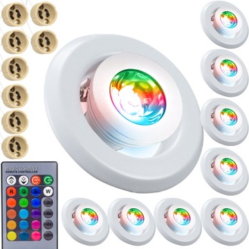 8x OPRAWKA HALOGENOWA ŻARÓWKA LED RGB +PILOT
