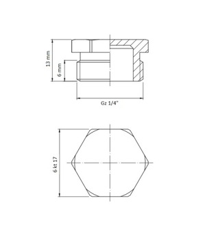 ЛАТУННАЯ ЗАБОРКА 1/4 ДЮЙМА С РЕЗЬБОВОЙ КРЫШКОЙ DN8