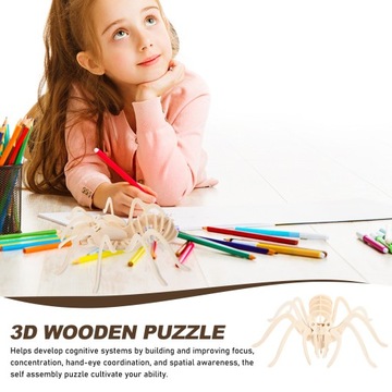 PUZZLE 3D ZWIERZĘCE INTERAKTYWNE UKŁADANKI DIY Z DREWNA TYP PAJĄK 2 SZT.