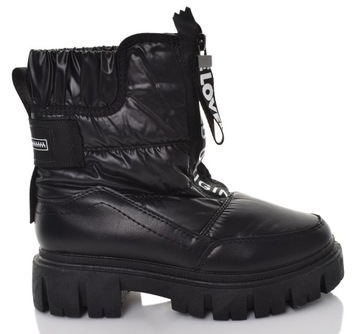 DAMSKIE ŚNIEGOWCE CIEPŁE FUTERKO MODNE BUTY CZARNE