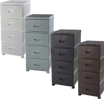 ПОЛКА ШКАФ ИЗ РОТАГА КОМОД С 4 ЯЩИКАМИ ДЛЯ ВАННОЙ КОМНАТЫ