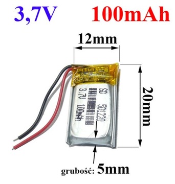 Akumulator Bateria Mp3 Bluetooth 501220 100mAh