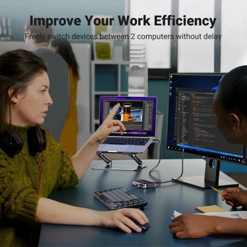 Ugreen CM662 Переключатель USB 3.0 Переключатель 2-в-4 + 2 кабеля USB-A — деталь