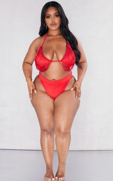 DÓŁ OD BIKINI CZERWONY WYSOKI STAN PRETTYLITTLETHING