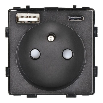 MODUŁ GNIAZDO GNIAZDKO ŁADOWARK USB A + C CZARNE BOLEC GNIAZDKA KONTAKTY 1F