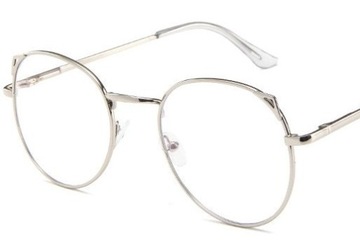 OKULARY MINUSY srebrne kocie uszy -2
