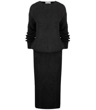 Dzianinowy komplet sweter + spódnica w jednolitym kolorze BELLA unisize