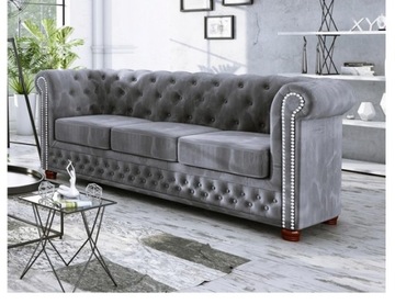 DUŻA KANAPA 3-OSOBOWA Sofa CHESTERFIELD PIKOWANA