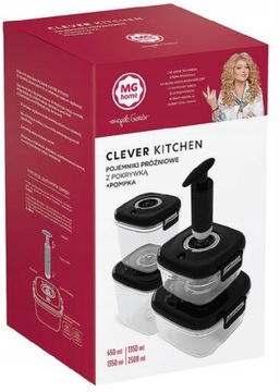 MG HOME ВАКУУМНЫЕ КОНТЕЙНЕРЫ MAGDA GESSLER НАБОР ДЛЯ ЛАНЧБОКСОВ, 4 ПРЕДМЕТА С НАСОСОМ