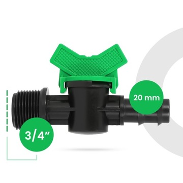 PE клапан 20x3/4 GZ PUSH IN Разъем Соединитель ШЛАНГ Ирригация