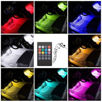 RGB СВЕТОДИОДНОЕ ОСВЕЩЕНИЕ ДЛЯ ИНТЕРЬЕРА АВТОМОБИЛЯ + ПУЛЬТ ДИСТАНЦИОННОГО УПРАВЛЕНИЯ