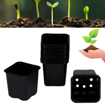 Doniczki produkcyjne do rozsady 8x8x8cm czarne kwadratowe Vefi 24 szt.