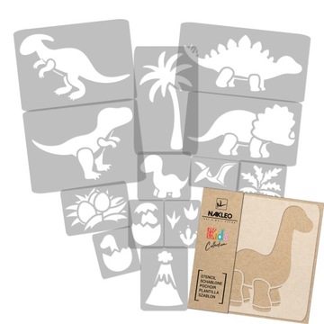 SZABLONY MALARSKIE WIELOKROTNE 14 szt. / DINOZAURY
