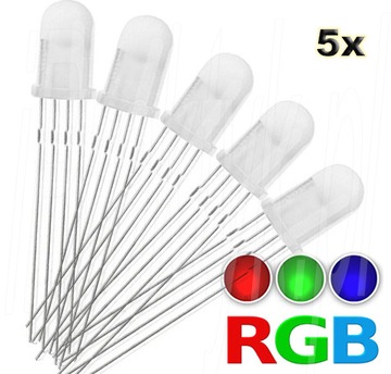 5x RGB LED 5mm Diffused Wspólna Anoda+ Dioda