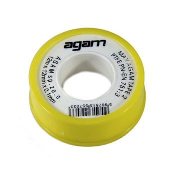 TAŚMA TEFLONOWA DO GWINTÓW 12mm 12 m x 0,1 mm AGAM