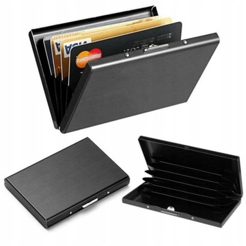 Men Credit Card Holder Black Slim Money Clip Metal