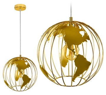 LAMPA WISZĄCA SUFITOWA ŻYRANDOL ZŁOTA GLOBUS LED