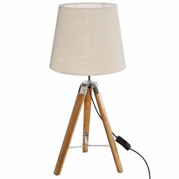 LAMPA STOŁOWA BAMBUSOWA + BEŻOWY KLOSZ boho 58 cm