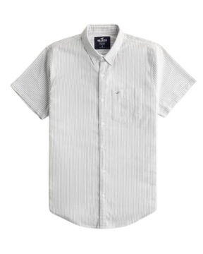 Hollister by Abercrombie - Short-Sleeve Striped Oxford Shirt - L -