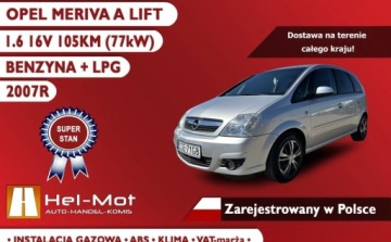 Opel Meriva I 1.6 TWINPORT ECOTEC 105KM 2007 Opel Meriva LIFT LPG 2007R, Klima, Zarejestrowany w Polsce, VAT-marza 1.6, zdjęcie 3