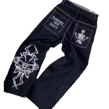 spodnie męskie jeansy Streetwear JNCO Jeans Y2k Hi