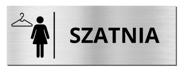 TABLICZKA NA DRZWI - SZATNIA DASMKA | piktogram | 20x7cm | srebrna