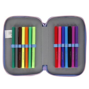 ЧЕХОЛ-ПЕНСАЛ С ТРЕХОТДЕЛЕНИЯМИ С СОБАКОЙ И СОБАЧНЫМ ОБОРУДОВАНИЕМ ДЛЯ ДЕВОЧКИ