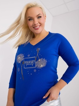 BLUZKA PLUS SIZE damska z rękawem 3/4 z aplikacjami