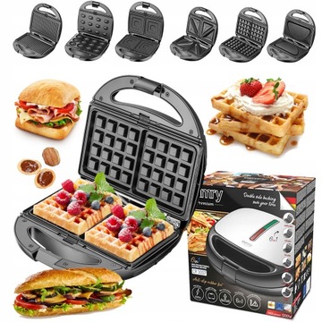 OPIEKACZ 6w1 DO ORZESZKÓW GOFROWNICA GRILL TOSTER 6 WYMIENNYCH PŁYT