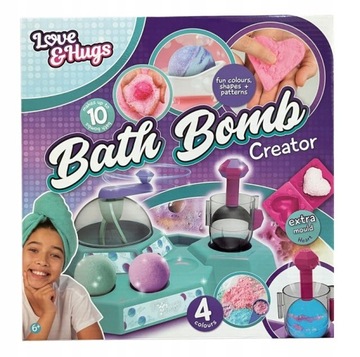 Zestaw do tworzenia 10 kul kąpielowych Bath Bomb 4 kolory forma serce łyżka