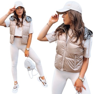 ЖИЛЕТ СТЕГАНЫЙ ЖЕНСКИЙ С КАПЮШОНОМ, размер. М