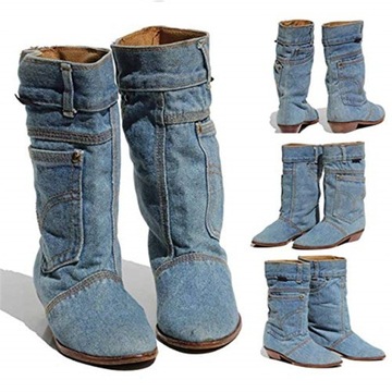 NOWA NIEBIESKIE BOTKI DENIM JEANSOWE WODOODPORNE40