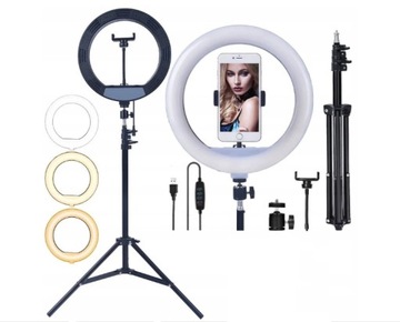 СВЕТОДИОДНАЯ КОЛЬЦЕВАЯ ЛАМПА ДЛЯ МАКИЯЖА СЕЛЬЕ ДЕРЖАТЕЛЬ ДЛЯ ТЕЛЕФОНА ШТАТИВ 40ВТ