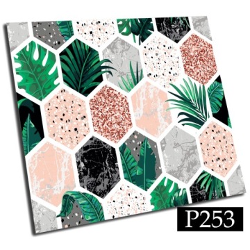 Płytki PCV samoprzylepne 20cm Heks Paprotki Retro