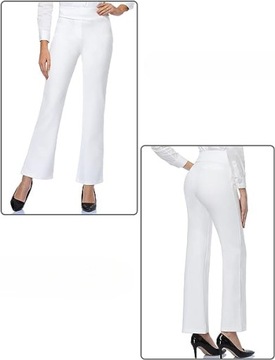 Spodnie Damskie Dzwony Wysoki Stan XL 32" Białe