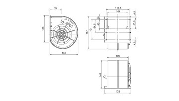 Wentylator promieniowy TS500 12V 1V + konektor SPAL 010-A70-74D