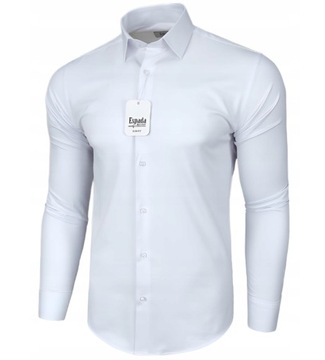 Męska Koszula Espada Slim Fit Klasyczna Bawełniana Taliowana Biały r. XL