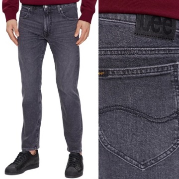 Lee RIDER slim In Shadow lekko dopasowane szare spodnie jeansowe W36 L32