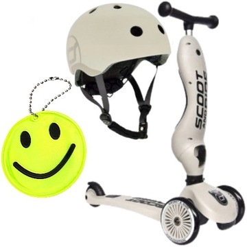 Scoot And Ride Ash ZESTAW HULAJNOGA Jeździk 2w1 + KASK LED S-M 2-5 + GRATIS