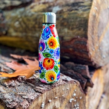 BUTELKA TERMICZNA FOLK - ŁOWICKA BIAŁA