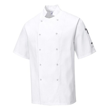 BLUZA KUCHARSKA GASTRONOMICZNA SZEFA KUCHNI KRÓTKI RĘKAW NA NAPY C733 XL
