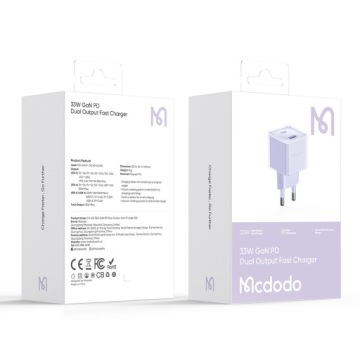 БЫСТРОЕ СЕТЕВОЕ ЗАРЯДНОЕ УСТРОЙСТВО MCDODO ДЛЯ ПИТАНИЯ ТЕЛЕФОНА 2X USB USB-C 33 Вт GAN