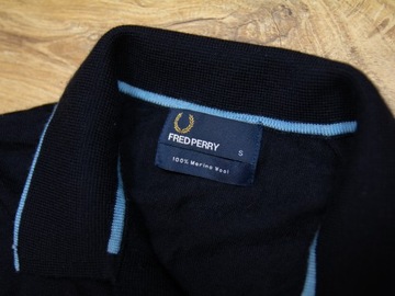 FRED PERRY_100% MERINO WOOL_ORYGINALNY MĘSKI SWETER WEŁNIANY_S